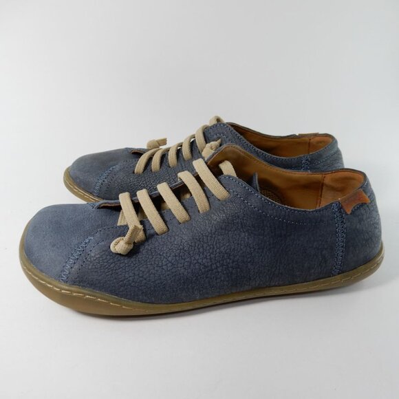 CAMPER Peu Flat Sneakers Shoes Womens Size 37 6.5 7 Blue Nubuck NEW - Picture 2 of 12
